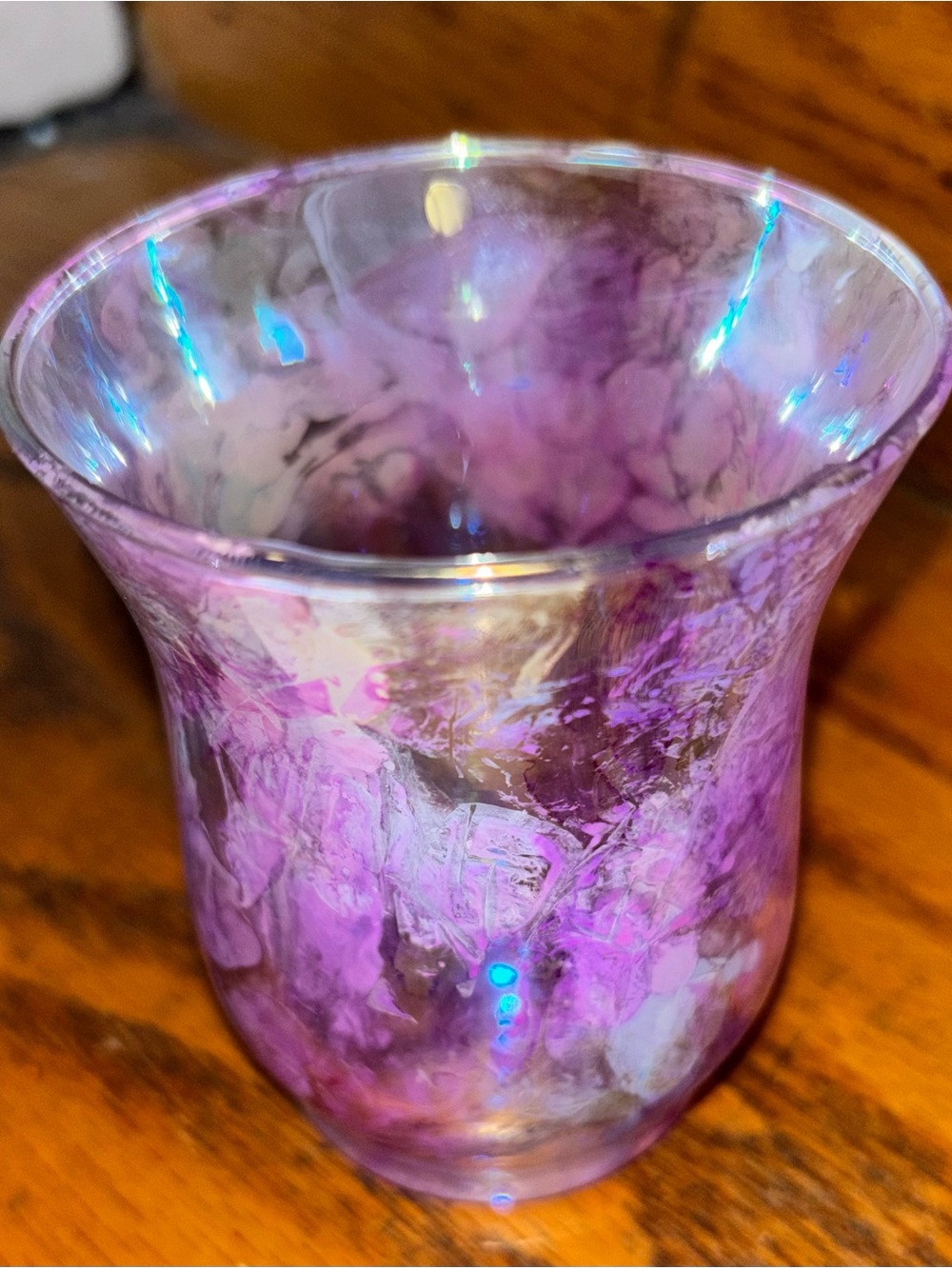 Handmade Alcohol ink Purple small decorative Vase - led light